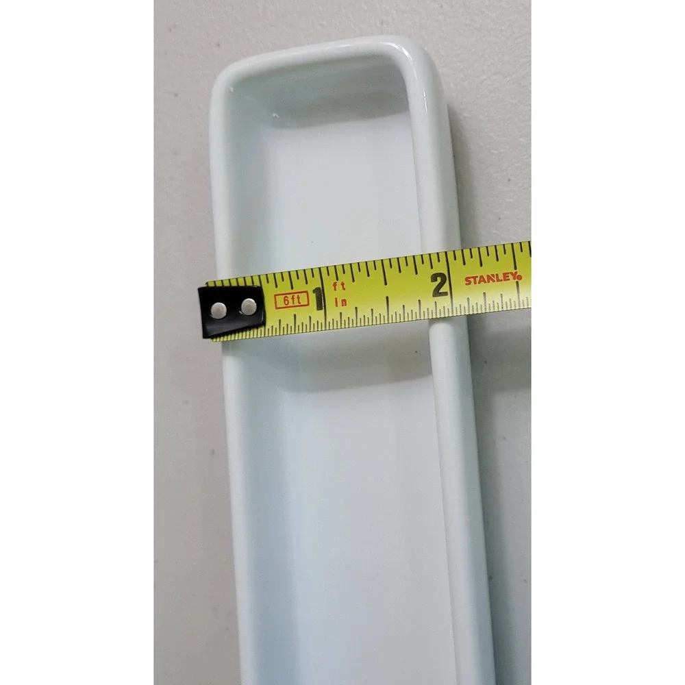 Pampered Chef Simple Additions White Ceramic Long Rectangular Serving Tray 13.5